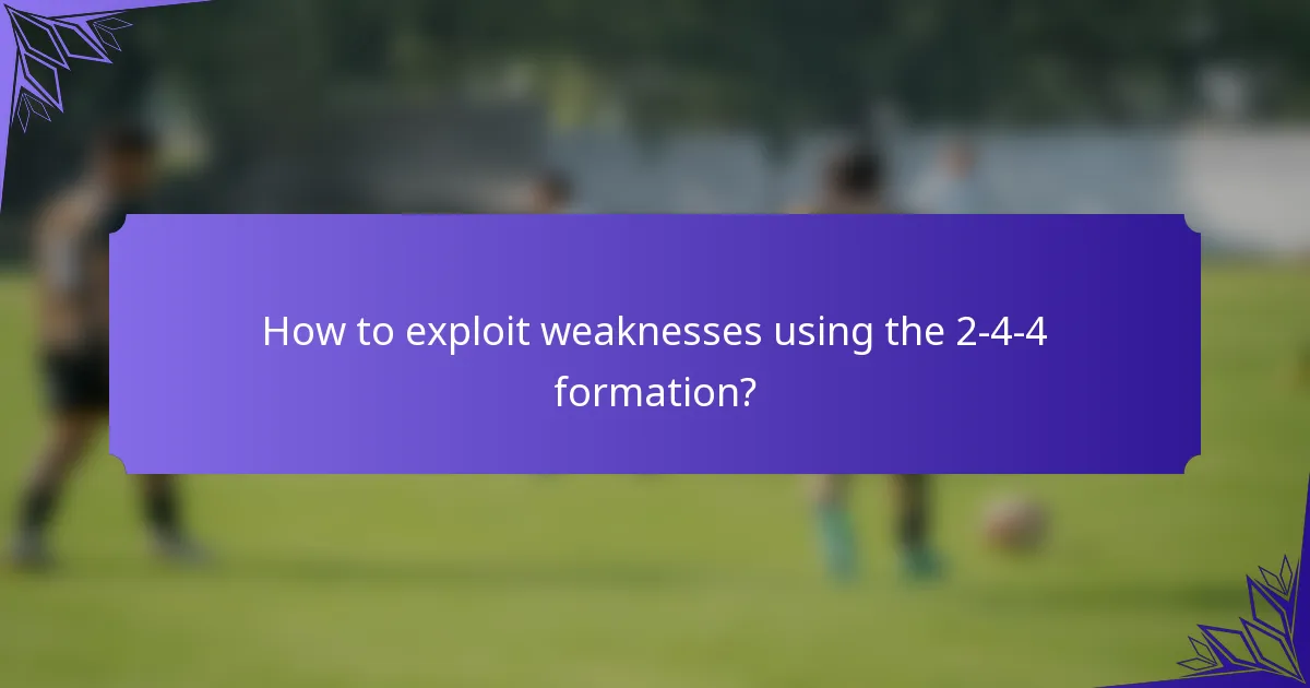 How to exploit weaknesses using the 2-4-4 formation?