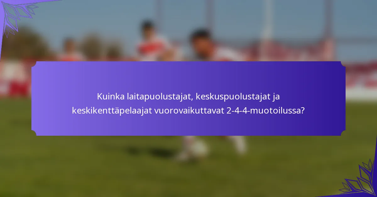 Kuinka laitapuolustajat, keskuspuolustajat ja keskikenttäpelaajat vuorovaikuttavat 2-4-4-muotoilussa?