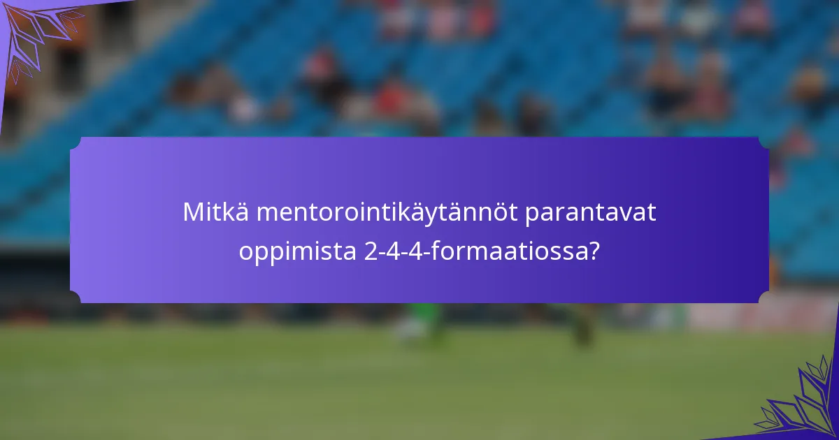 Mitkä mentorointikäytännöt parantavat oppimista 2-4-4-formaatiossa?